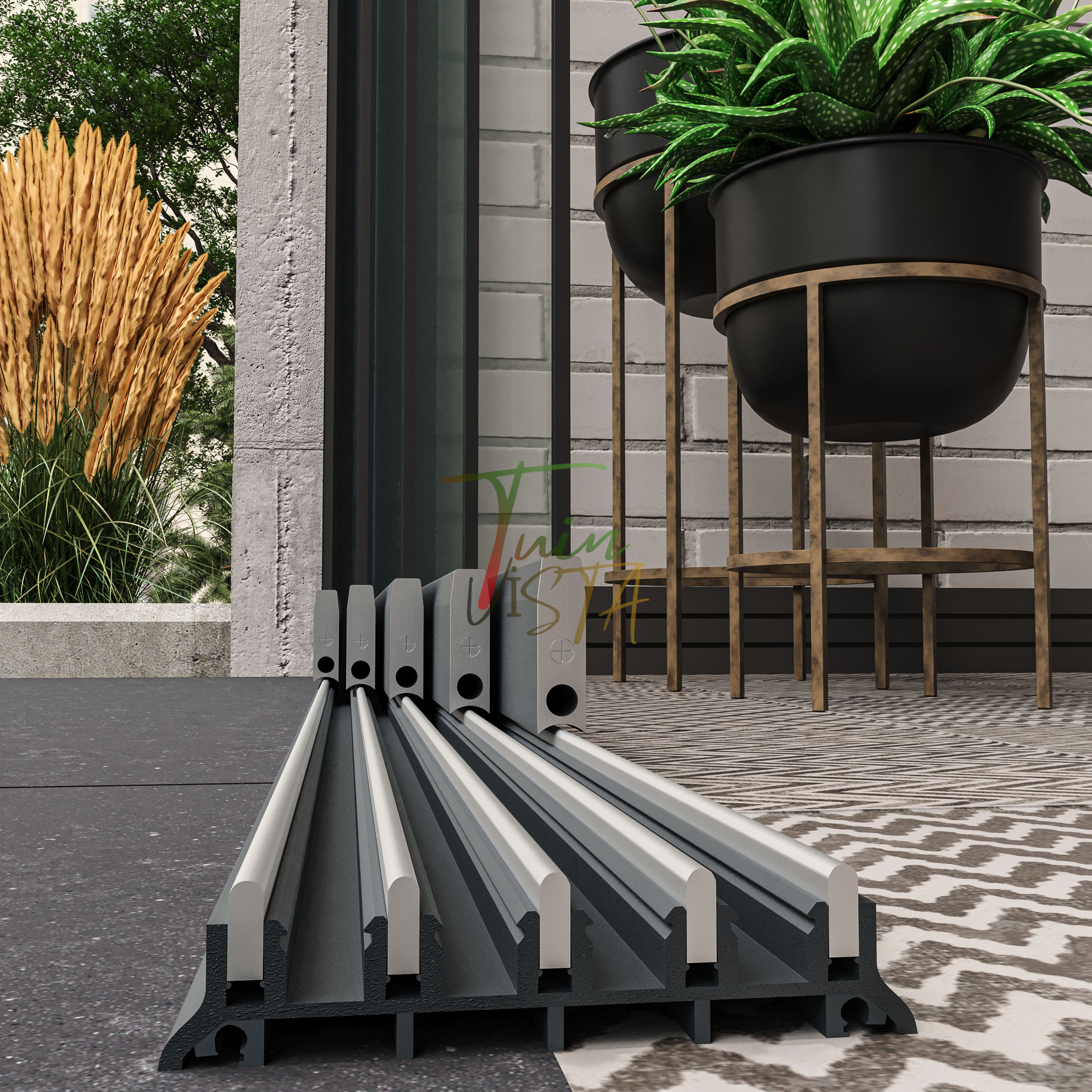 5-Rail Glazen Schuifwand tot 505 cm