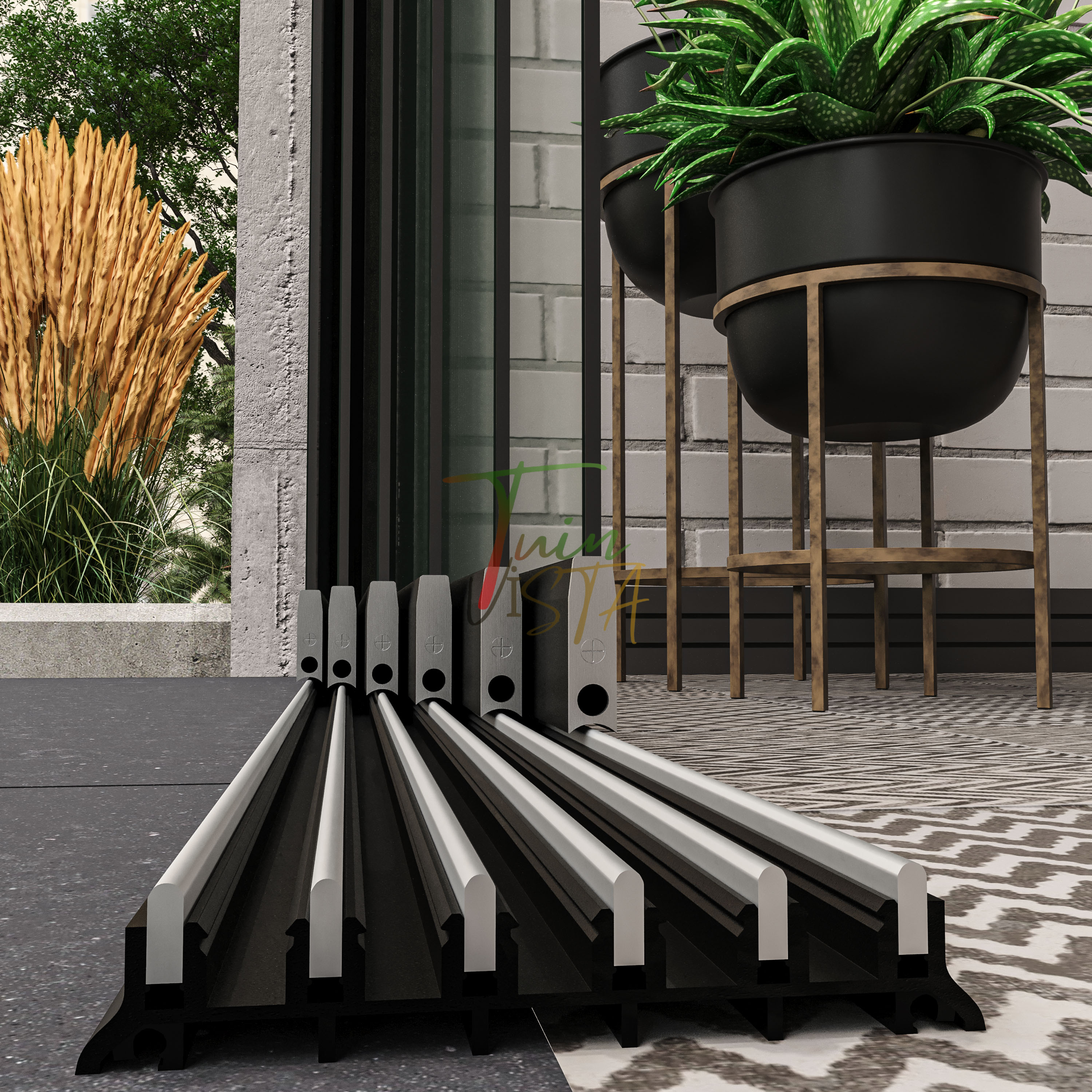 6-Rail Glazen Schuifwand tot 605 cm