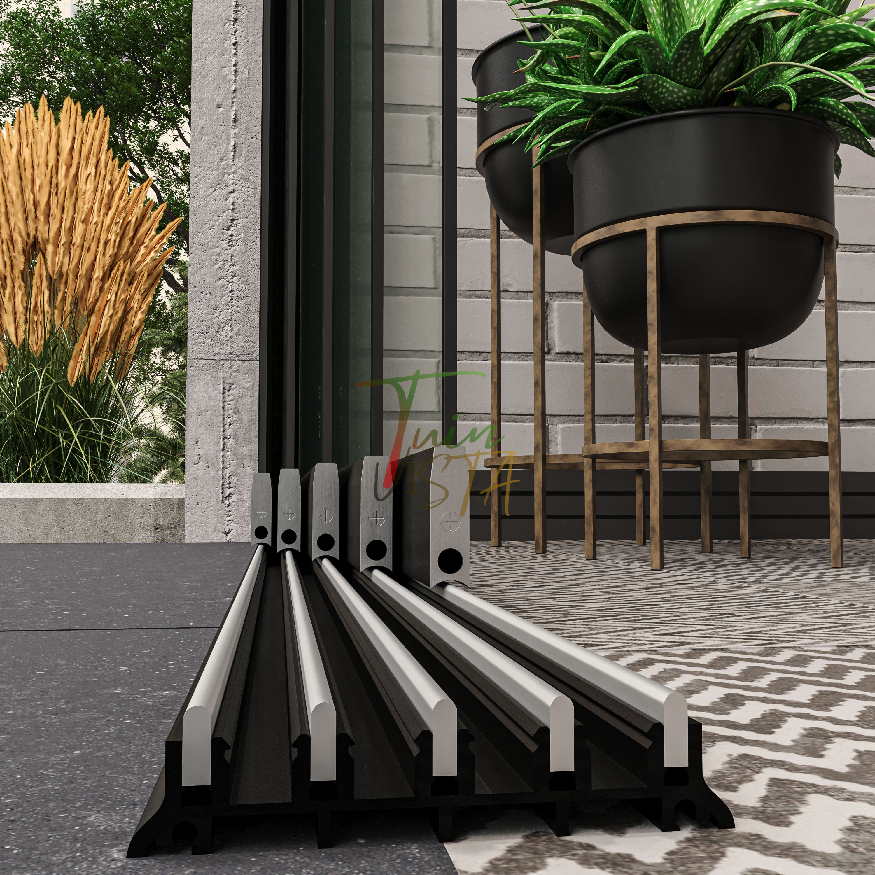 5-Rail Glazen Schuifwand tot 505 cm