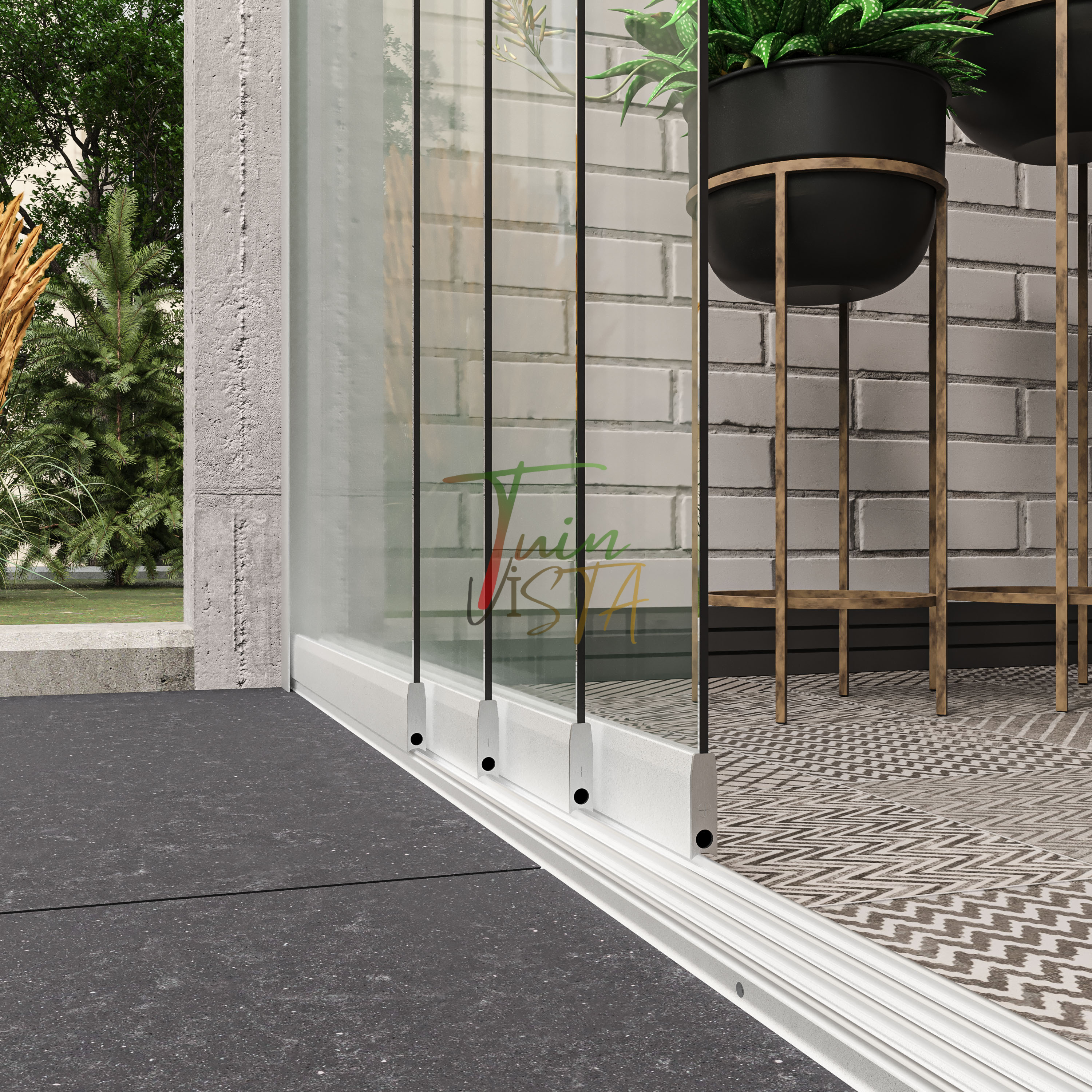 4-Rail Glazen Schuifwand tot 405 cm